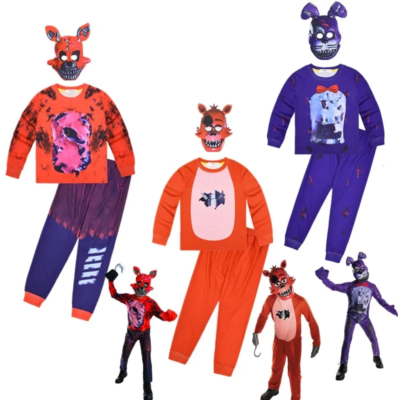 Costume d\'Halloween à manches longues pour enfants, combinaison Freddyed pour cinq nuits, cosplay cauchemar Bonnie, cadeau de Noël