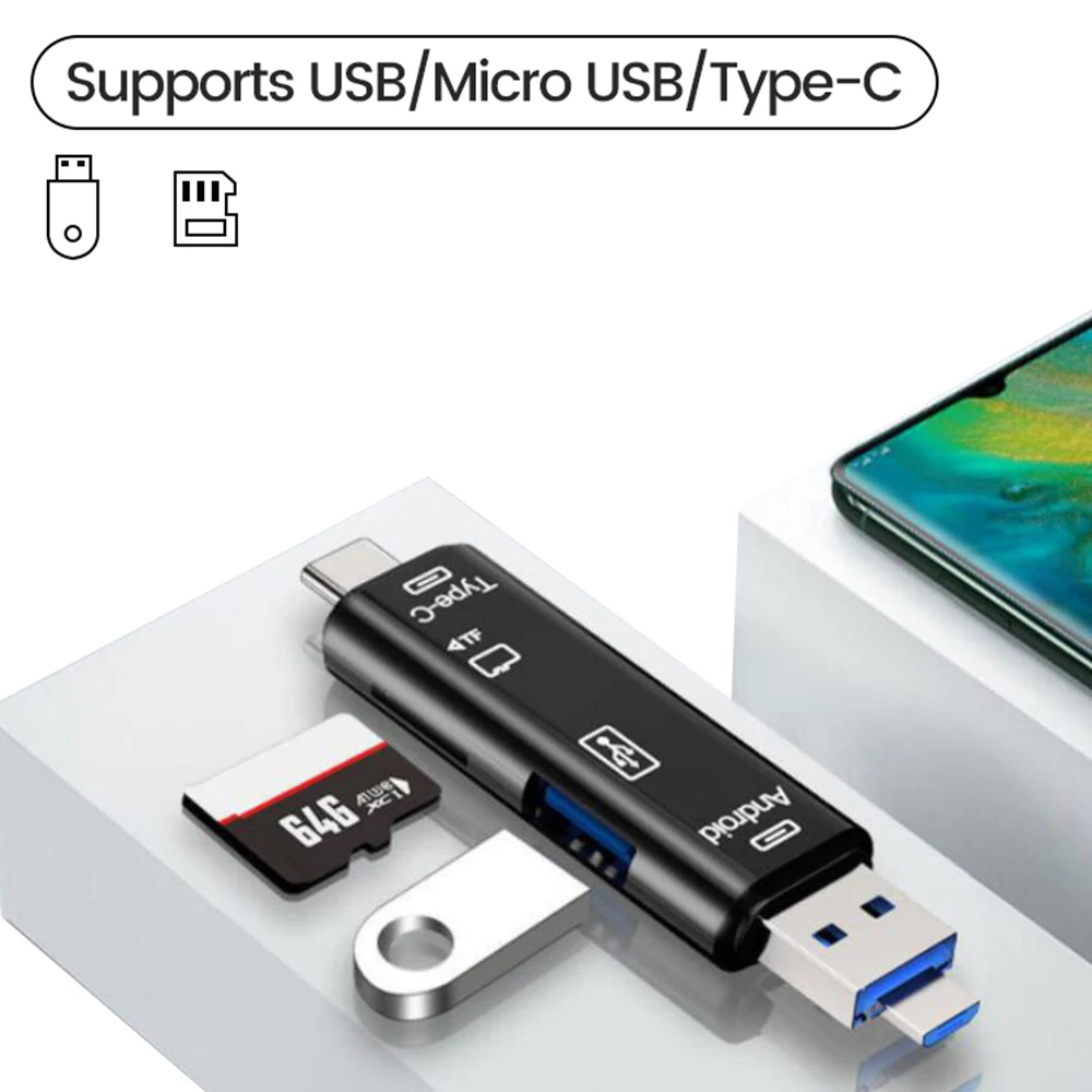 OTG Type C Micro sd card Reader type c to usb otg adapter 5 in 1 USB 3.0 TF card USB flash drive Type C Card Reader For PC