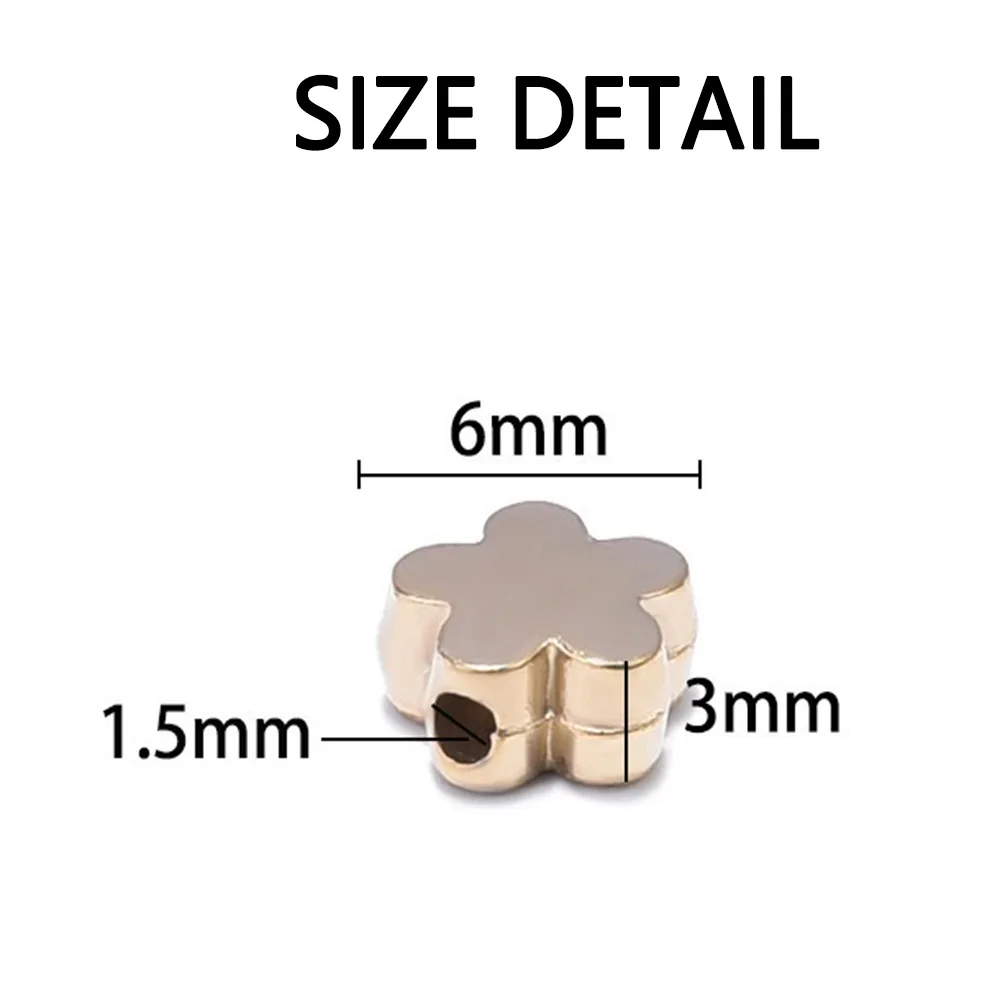 200Pcs 6x3mm Gold Silver Color CCB Flower Bead With Hole Charm Loose Spacer Beads For DIY Jewelry Making Accessories