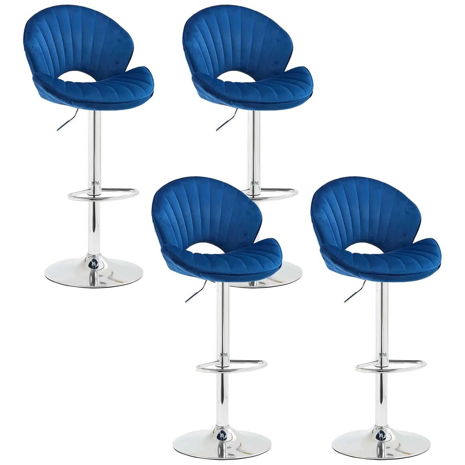 

Adjustable Swivel Bar Stools Set Of 4 With Backrest & Footrest Velvet Kitchen Island Dining Home Bar 24-32in, Customized