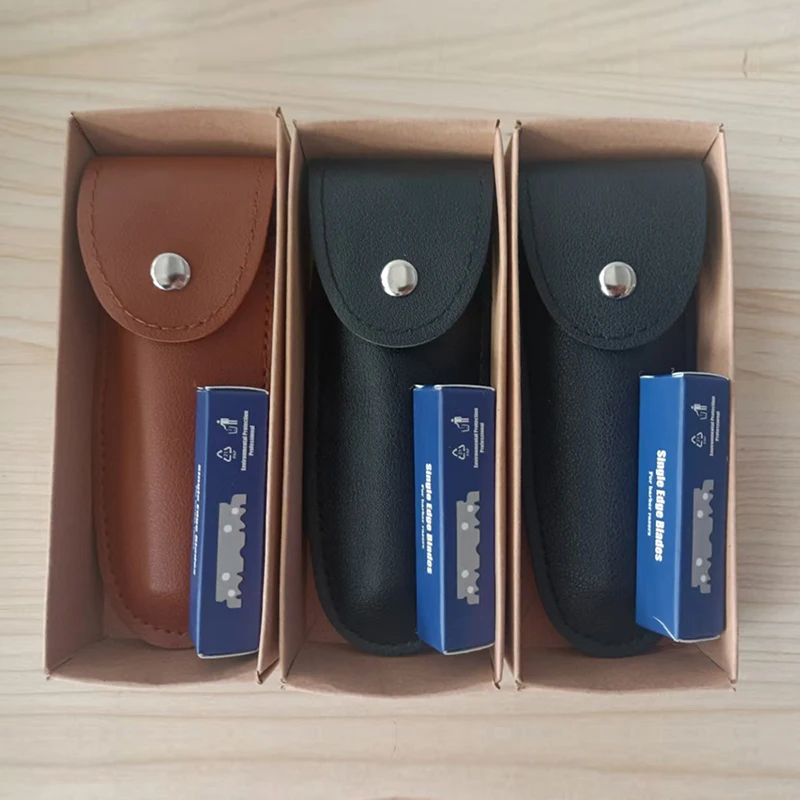 Whityle 20T Glide Pro 4D Super zweischneidiger Sicherheitsrasierer mit halber Klinge und Reise-Aufbewahrungstasche aus Leder für die Pflege von Männern – Detail 14