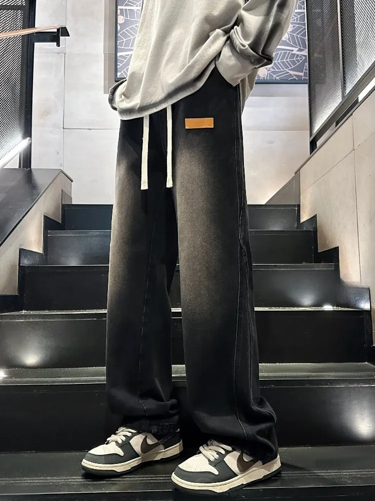 

Waed Vintage Men's Jeans Straight Leg Loose Wide Leg Long Pants Spring Autumn Sle American High Street Design Youth Faion