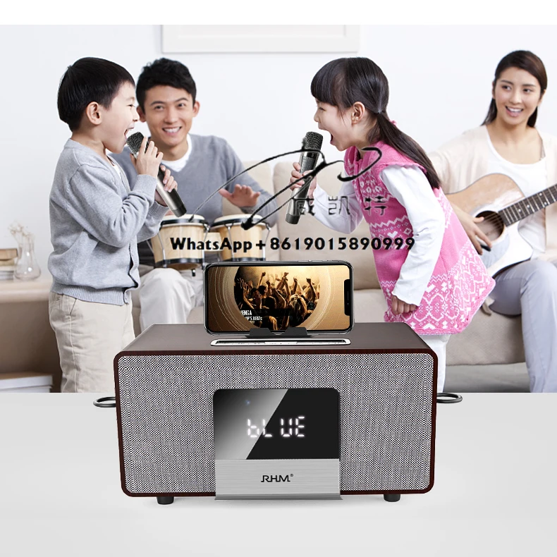 

Home Karaoke System with 2 PCS Wireless Microphones All in One Wireless Power Amplifiers Speaker System with BT/AUX/USB/COA