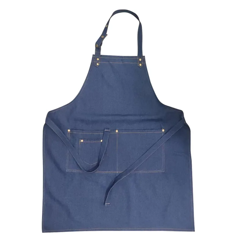 Super soft denim kitchen apron anti-fouling breathable thickened haircut western restaurant work apron