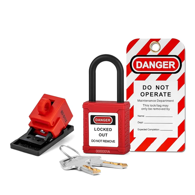 ZIZI Circuit Breaker Lockout Device With Lotopad Lockand Tag For 480/600V Clamp-On Breaker Lock Out Tag Out A