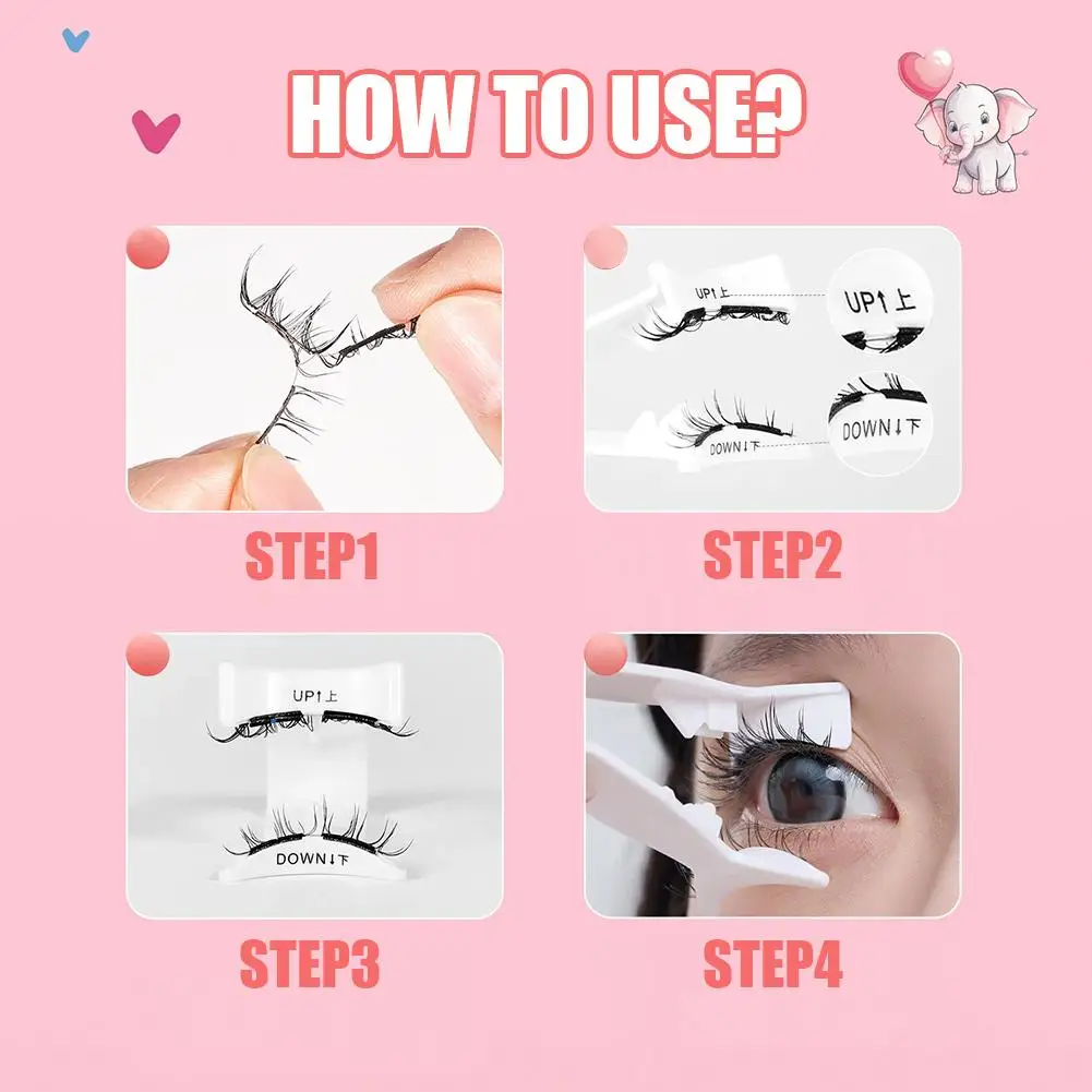 1쌍 자석 속눈썹 재사용 가능 무접착 자연스러운 두꺼운 가벼운 상부 인조 속눈썹 자석 핀셋 포함 메이크업 도구