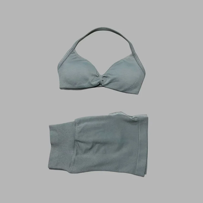 2-delige sportgymset beha met bandjes yoga ondergoed korte sportlegging fiets hardlopen sportkleding vrouw naadloze yogaset