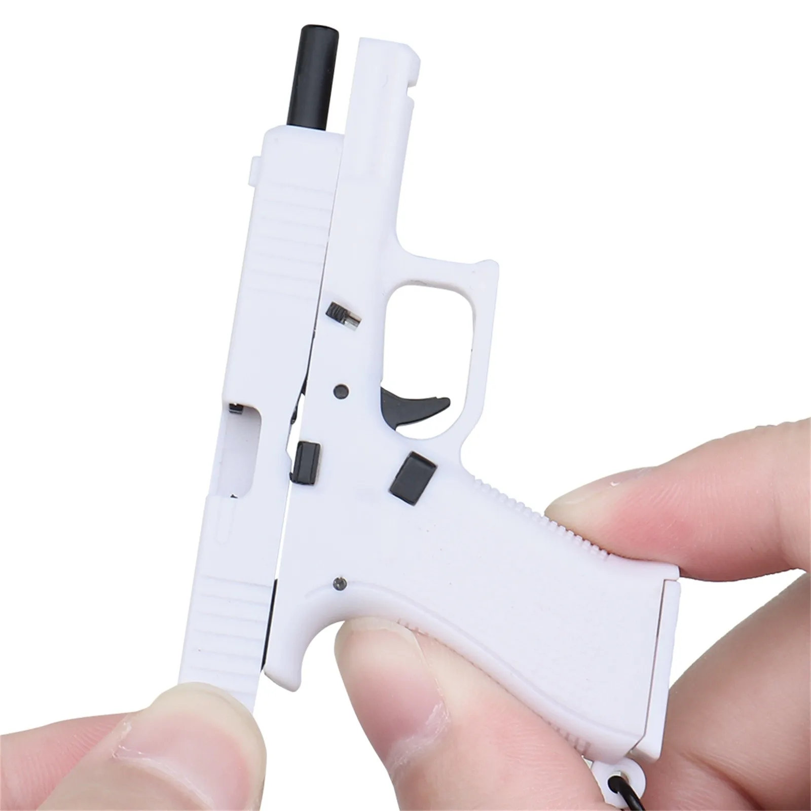 Pistol Shaped Keychain Charm Realistic Model Removable Magazine,Miniature Pistol Model