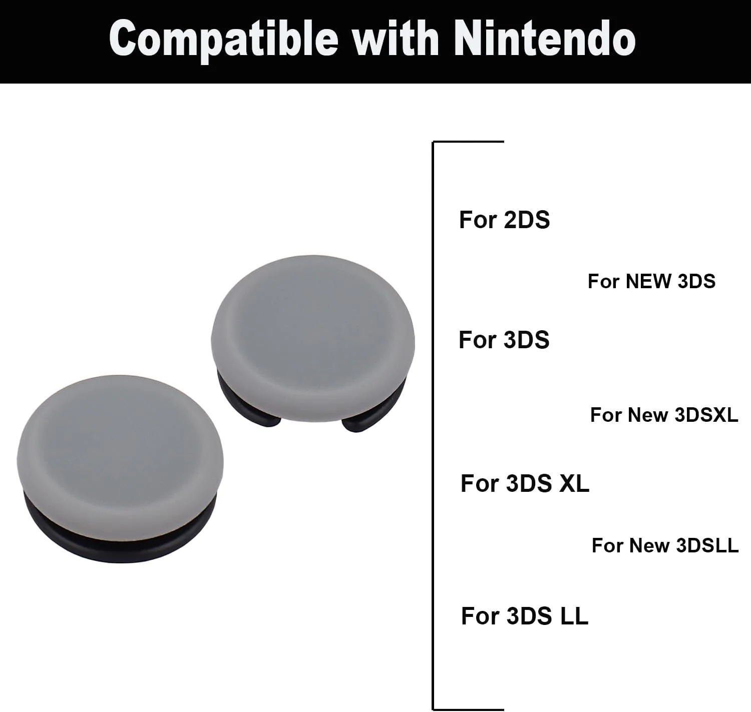 2Pcs Analog Stick Cap Replacement for Nintendo 2DS 3DS 3DSXL 3DSLL New 3DS, 3D Joystick Thumbstick Cover Repair Parts view 4