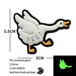 Parche táctico bordado de pato para mochila, goma luminosa