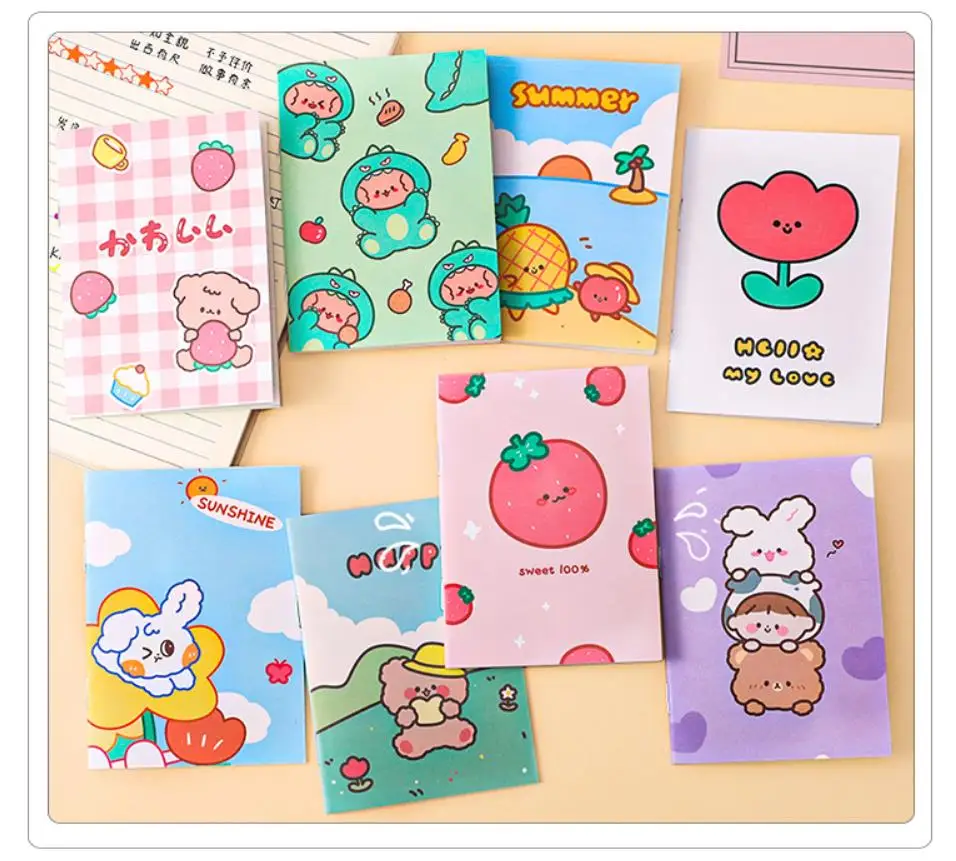 Korea Staacquersing Mini Notebook pour enfants, 64K Cartoon, Portable, Little Ple, Student Notebook, Notepad, 1Pc