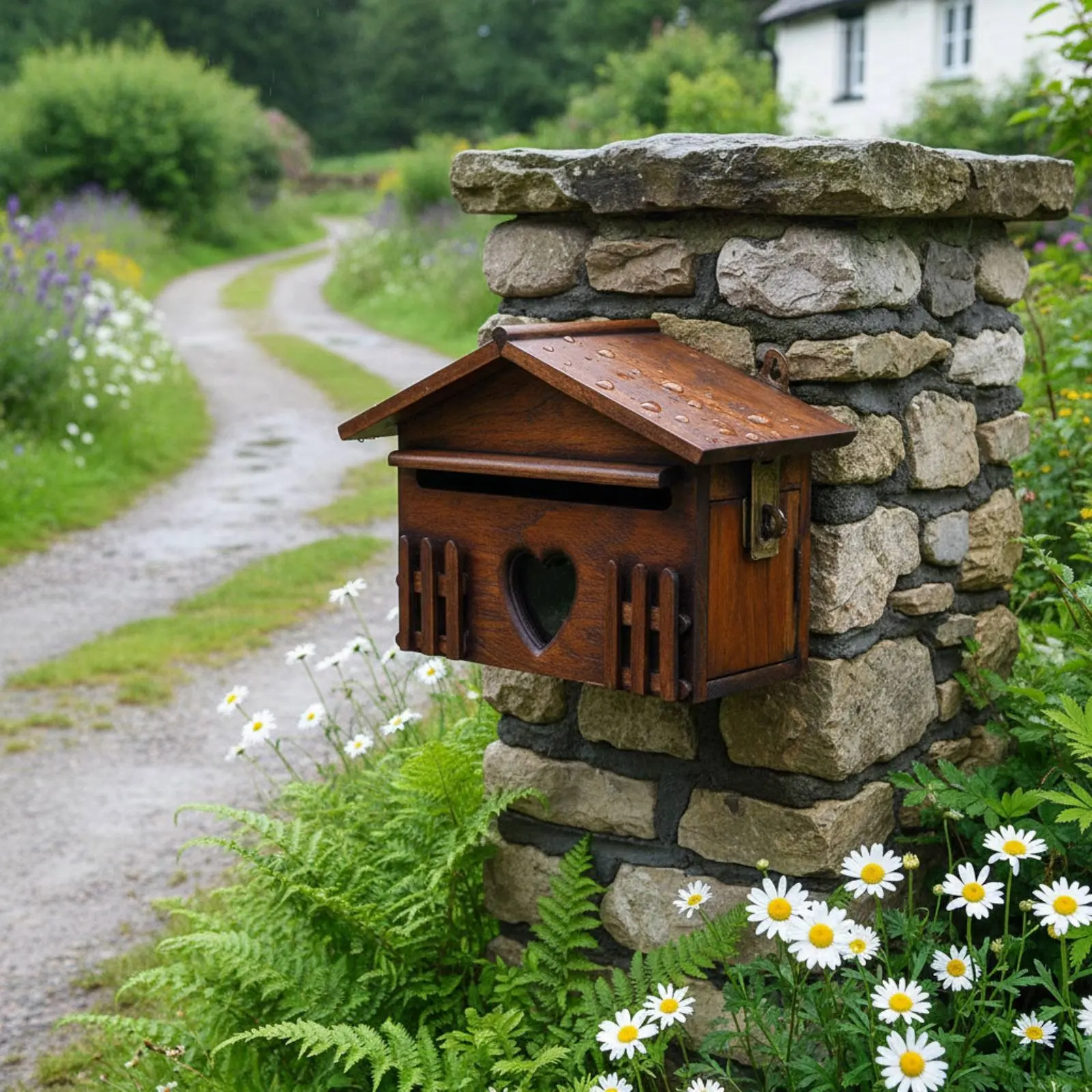 Wall Mount Mailbox Weather Resistant Wooden Wall Mailbox Decorative Mail Box Paintable House Decoration Fully Assembled