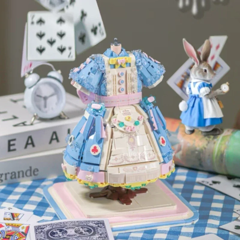 Kawaii Lolita Skirt Building Blocks Girls Gift Table Ornaments Assembly Model Educational Toys Collection Gift Building Blocks