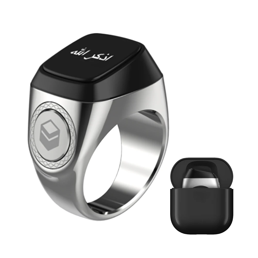 

20mm Ring Tasbih Counter Bluetooth-compatible 5.1 5 Prayer Time Tally Counter Ring 0.49 Inch OLED Display Zinc Alloy for Muslims