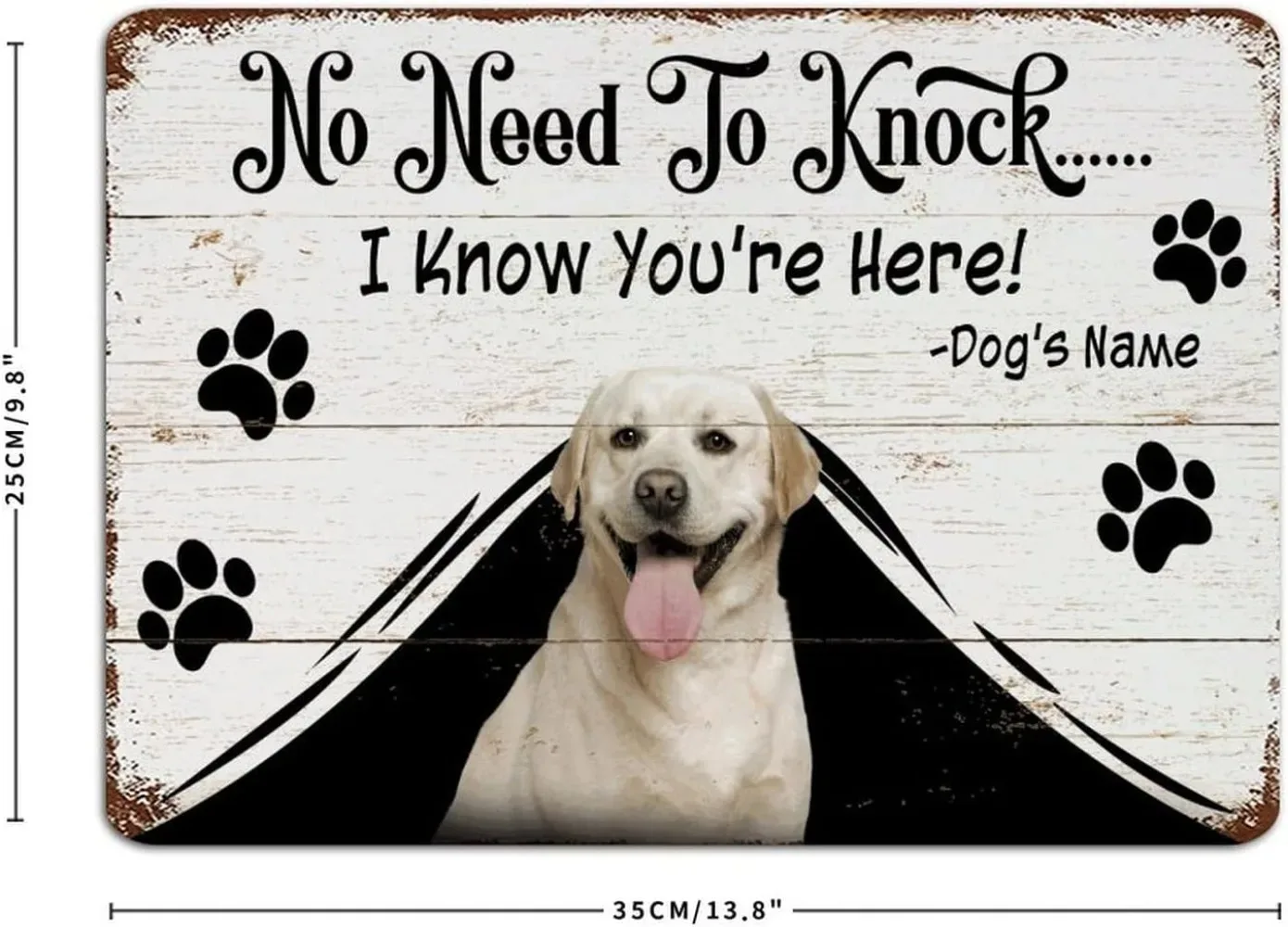 Custom Dog Cat Metal Sign No Need To Knock Tin Plaque Garage Porch Yard Wall Art Pet Lover Home Decor