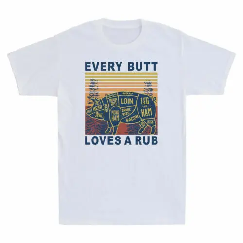 

Every Butt Loves A Rub Pig Pork BBQ Grill Vintage Men's Short Sleeve T-Shirt