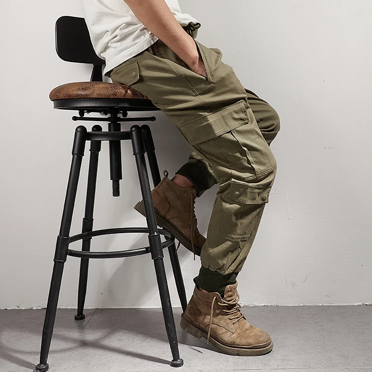 

Американские повседневные мужские рабочие брюки, осенне-зимние свободные брюки с завязками, военные брюки с прямыми штанинами и эластичной резинкой на талии