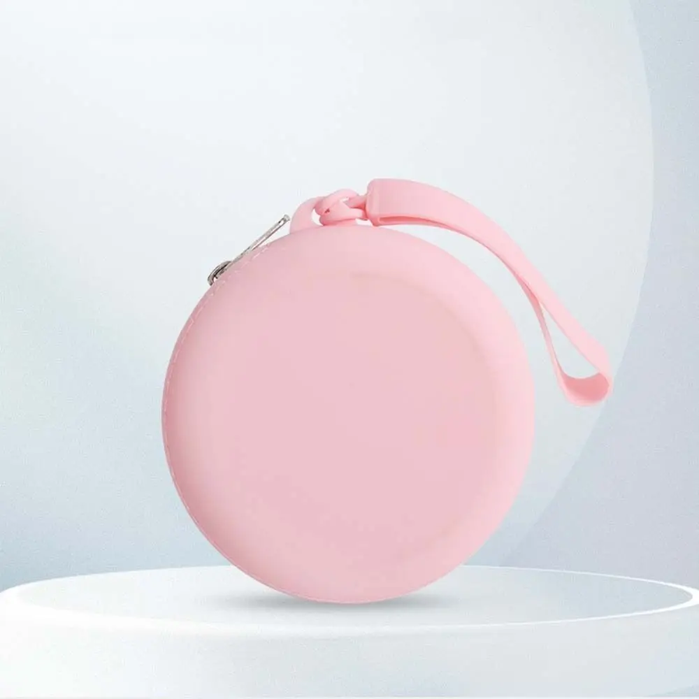 Solid Color Round Silicone Coin Purse Mini Data Cable Storage Bag Outdoor