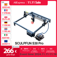 SCULPFUN S30 Pro 10W Laser Engraver Cutter, Automatic Air-assist, 0.06x0.08mm Laser Focus, 32-bit Motherboard, 410x400mm