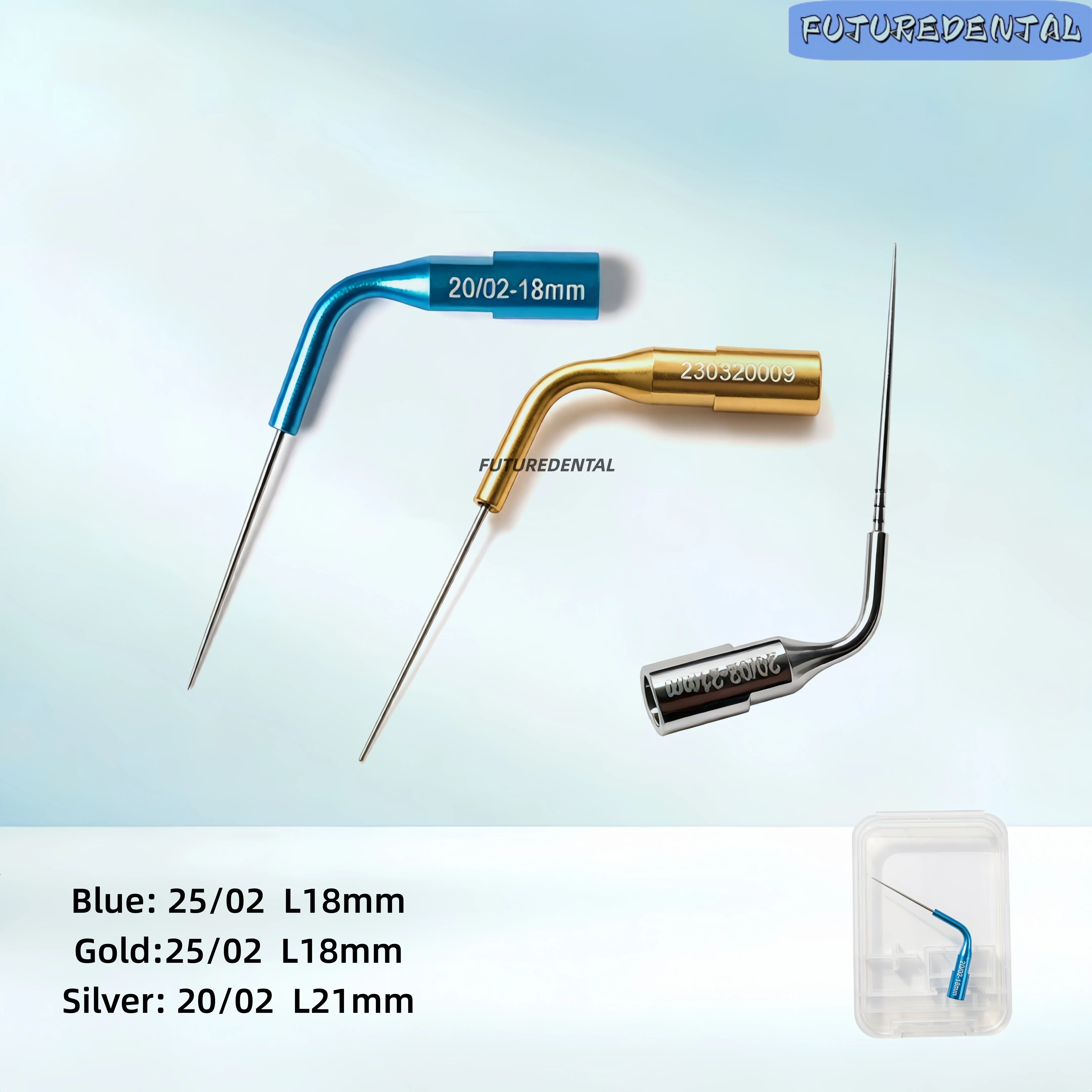Dental Ultra X Ultrasonic Activator Root Irrigation Tips Canal Ultra Root Irrigation Tips Endodontic Treatment Blue Gold Silver