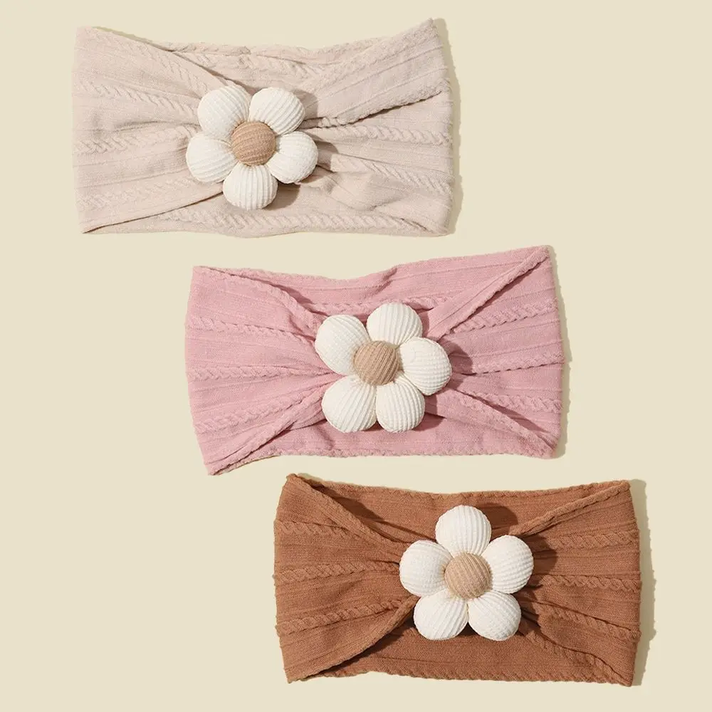 

Cute Flower Infant Baby Wide Headband Nylon Soft Stretchy Baby Girl Headscarf Elastic Kids Hair Accessories