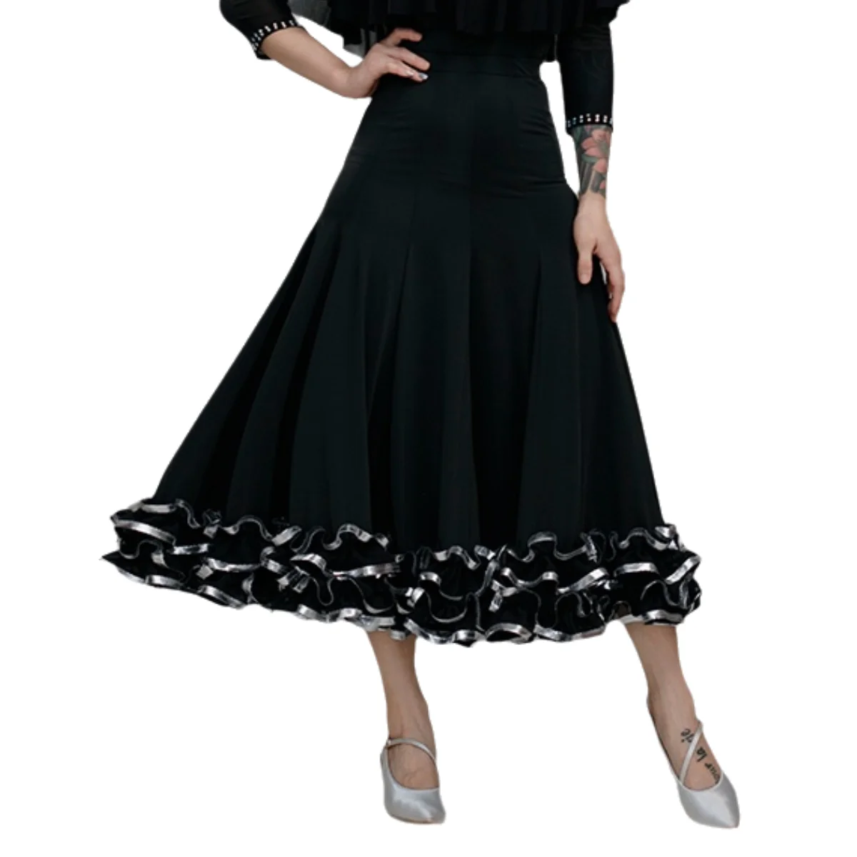 Elegant Ballroom Dance กระโปรงผู้หญิงสเปนกระโปรง Waltz ชุดเต้นรําเสื้อผ้าเต้นรํา Flamenco กระโปรงกระโปรงปาร์ตี้