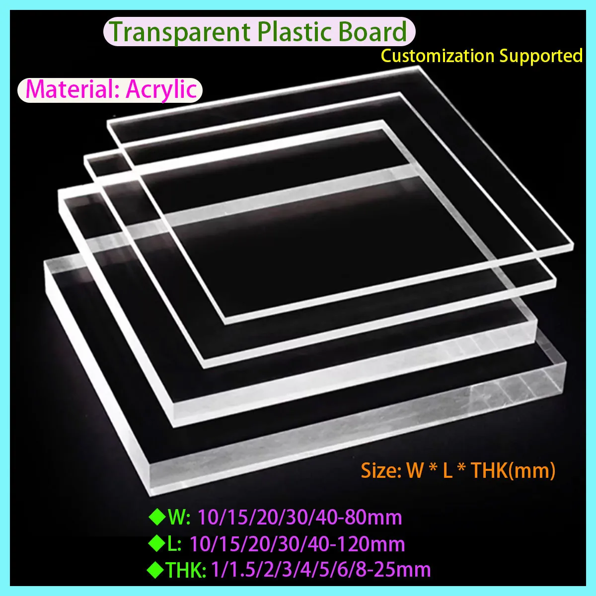 

Transparent Acrylic Board, Transparent Plastic Board Width 10/1520/30/40-80mm