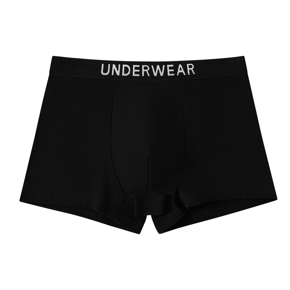 5pcs Mixed Boys Underwear 8-14 Years Old Plain Color Black Gray Blue Cotton Soft Breathable Comfortable Simple Boy Flat Angle Un image 5