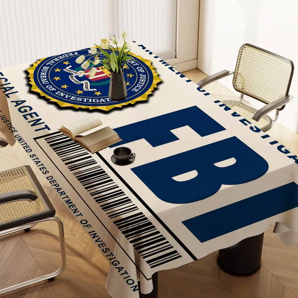 America FBI Rectangle Tablecloths Printed Table Cloth For Farmhouse Holiday Wedding Party Dining Table Decor