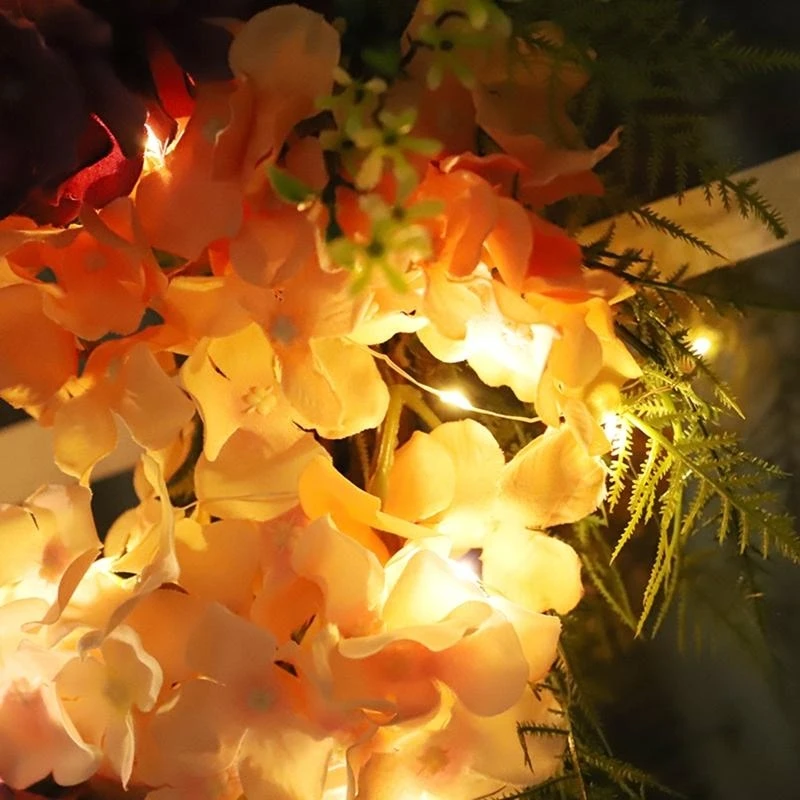 

Венок из гортензий со светодиодной подсветкой или без нее, искусственная подвесная гирлянда, украшение для летнего сада, двора,