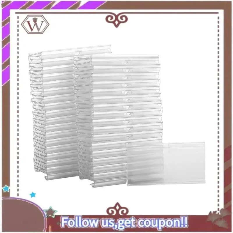 ABBG-70PC 8X4.2Cm أصحاب التسمية البلاستيكية الشفافة لرف الأسلاك سعر التجزئة تسمية سلة تسميات كليب على تسميات لصناديق التخزين