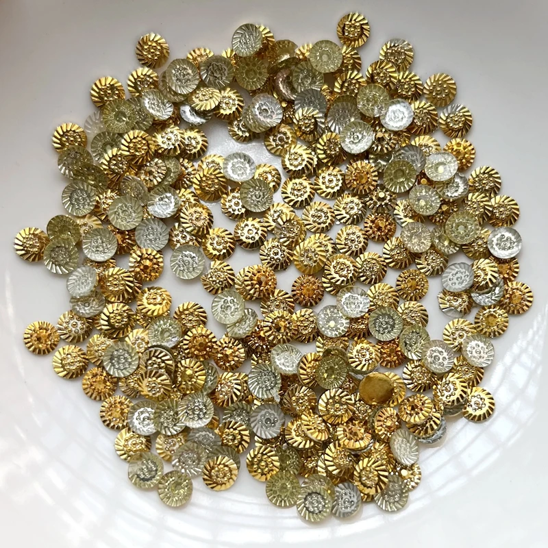 500pcs/pcs 5mm Gold AB Round Flower Rhinestone Sticker Flatback Resin Cabochon Gems Nail Art Crystal Stone with No Stitch