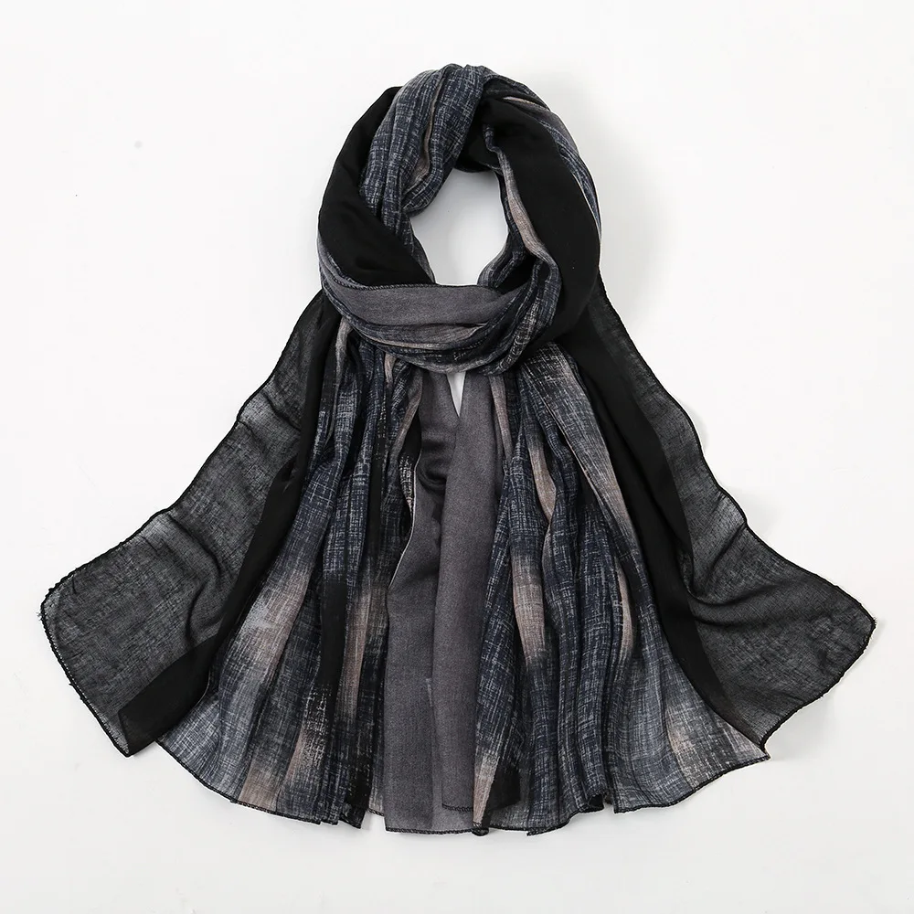 

2024 new retro fashion gradient Balinese yarn geometric print women's scarf thin shawl scarf