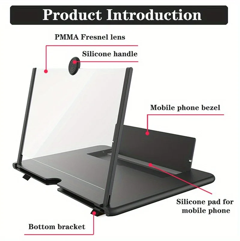 Universal Foldable HD Phone Magnifying Glass Bracket 10/12 inch HD Phone Screen Magnifier Light Eye Protection Screen Amplifier