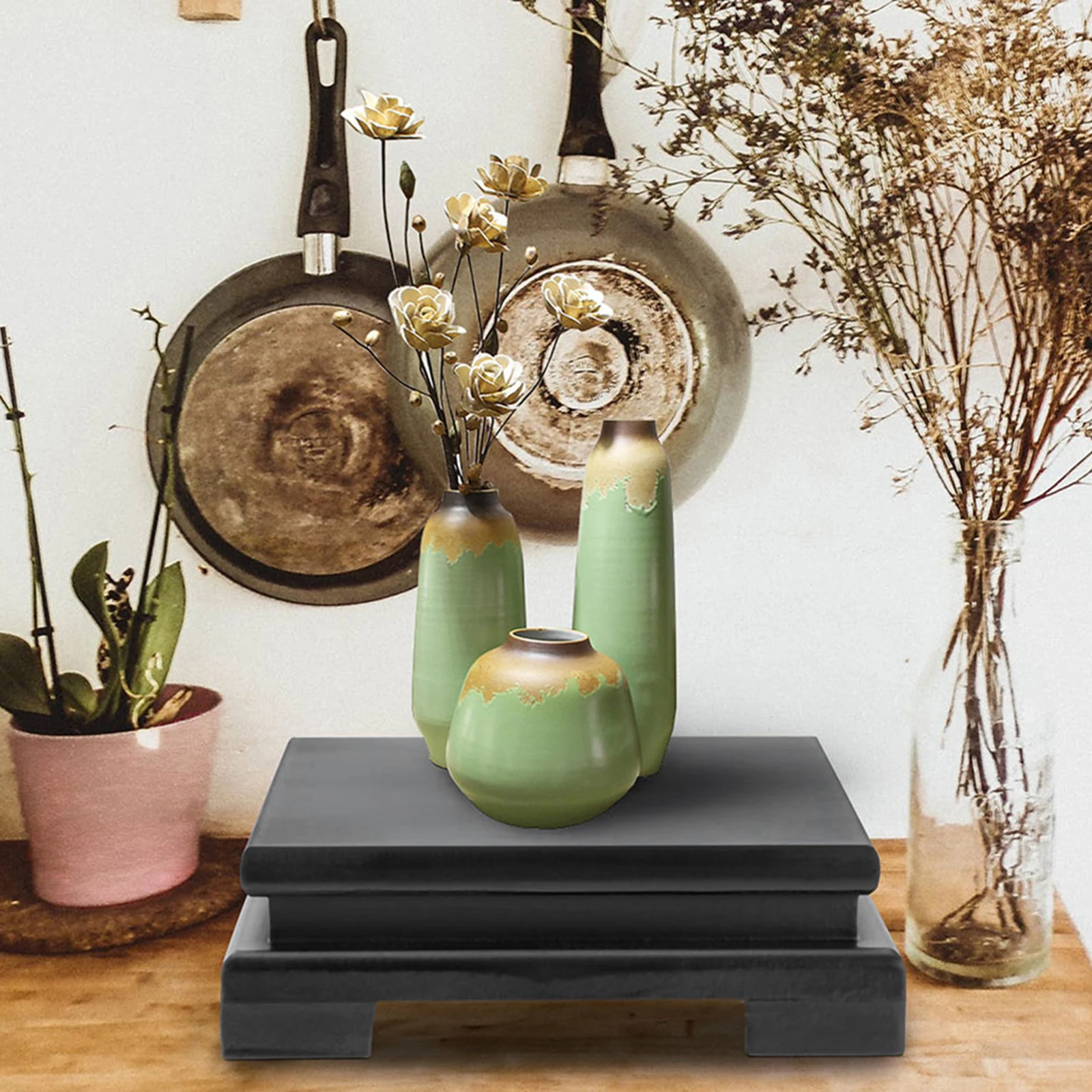 

Wooden Plant Riser Stand Premium Solid Wood Potted Flower Holder for Indoor Home Decor Display Shelf Green Plant Pot Rack