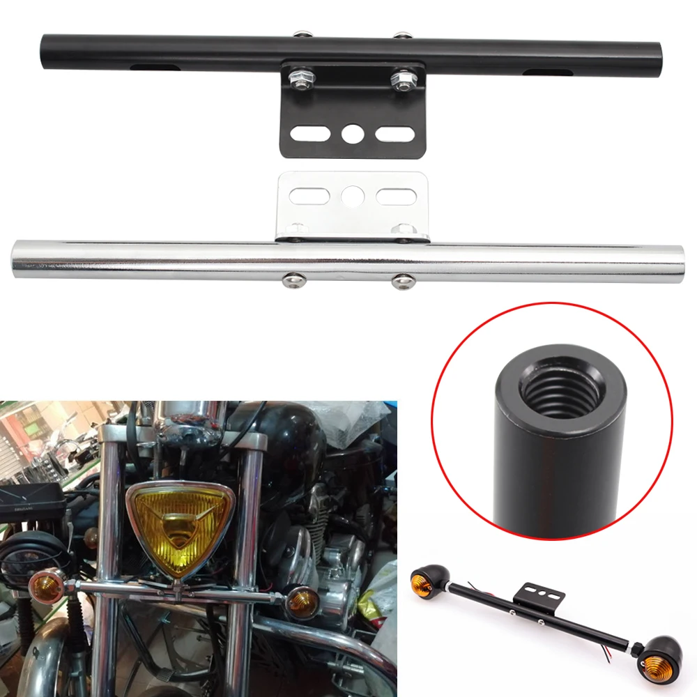 Supporto per staffa per indicatore di direzione per moto Barra di montaggio per fendinebbia anteriore posteriore in acciaio per Honda Kawasaki Yamaha Harley Touring Chopper