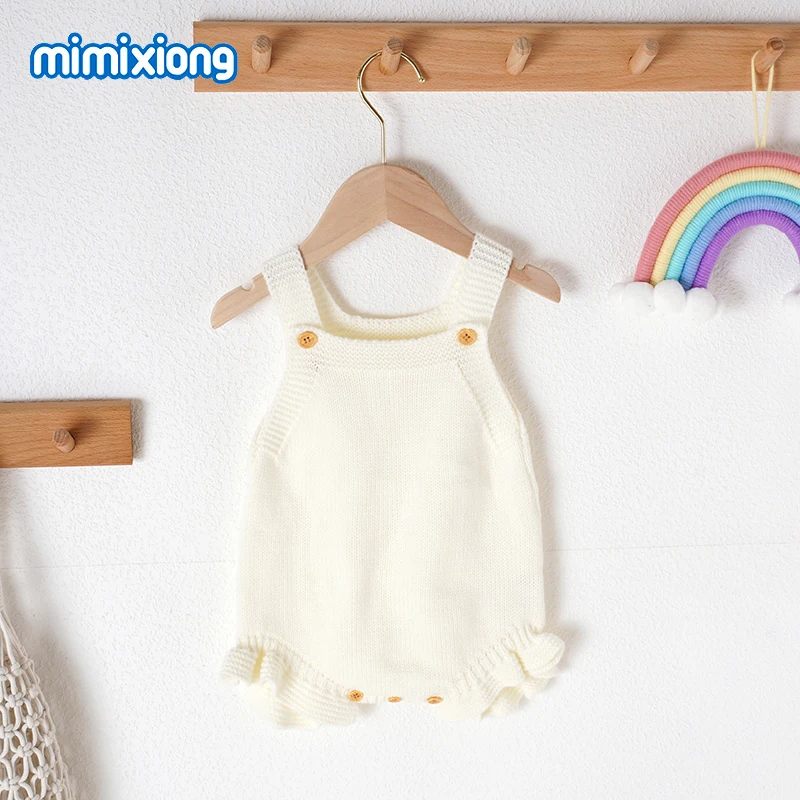 Baby Bodysuits 0-18m Solid Color Pattern Newborn Infant Knit Girls Sleeveless Onesie One Piece Toddler Outwear Coveralls Clothes