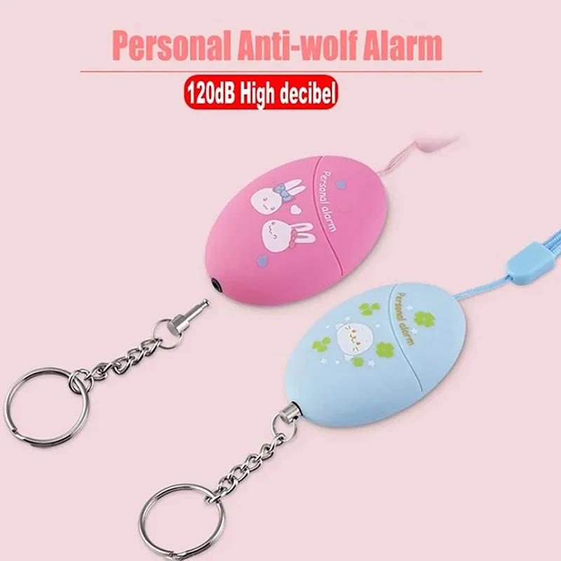 Wonderful Pink/Blue Cartoon Printed Keychain Alarm 120DB Emergency Personal Alarm Anti-wolf Alarm For Women Kids