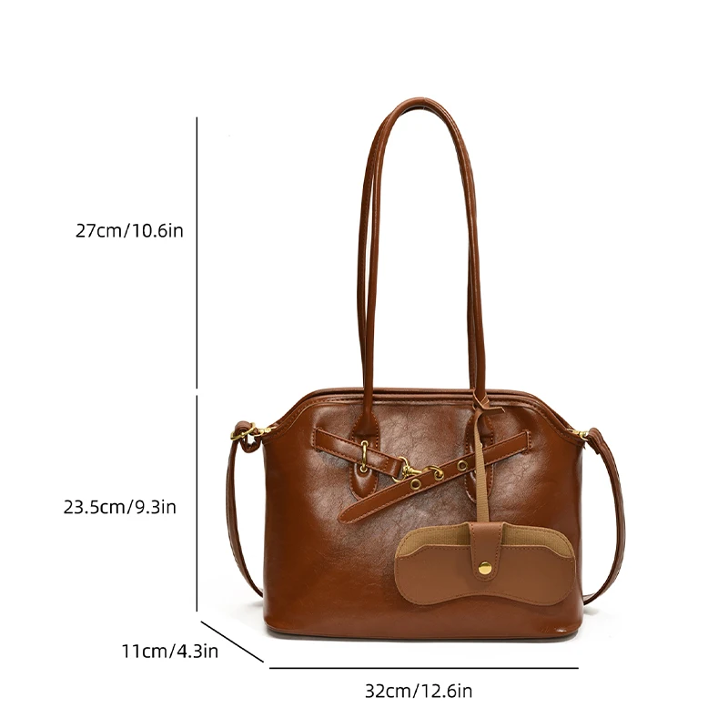 Trend Retro Tote Bag For Women Soft Leather 2024 New Fashion Commuter Large Capacity Handbag Lady Travel Shoulder Crossbody Bag