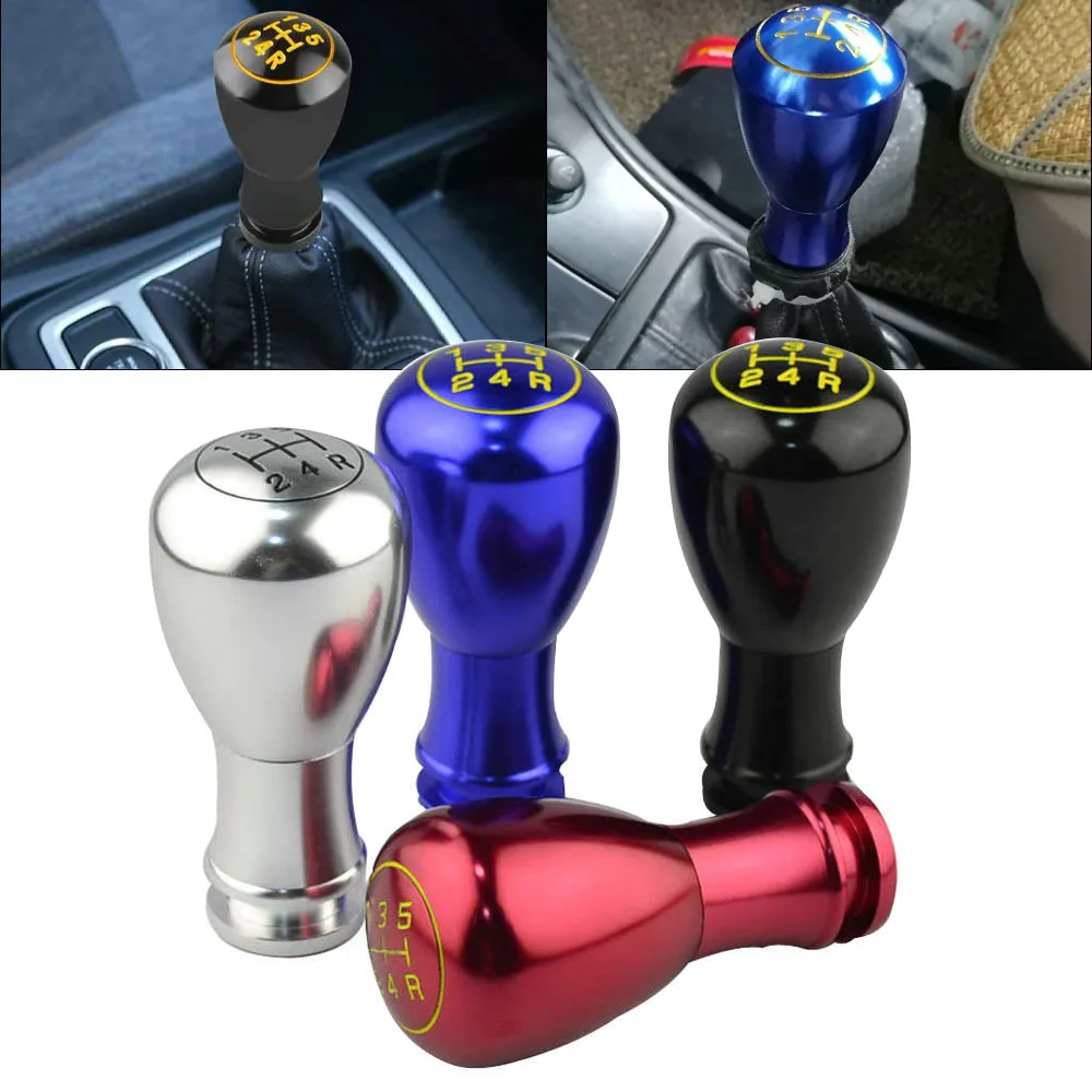 

New Arrival Universal Aluminum Sliver Color High Quality Polished Manual Transmission 5 Speed Car Gear Shift Knob Sticker Cover