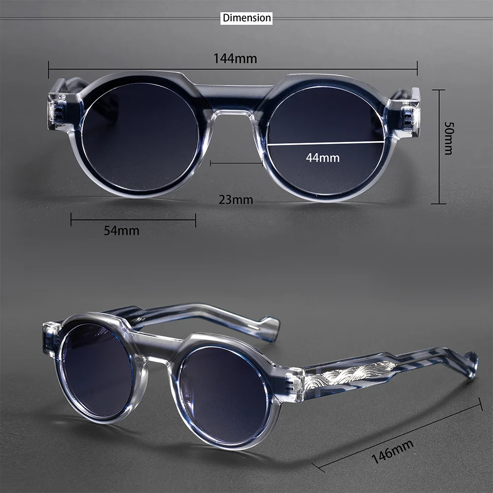 CATERSIDE Vintage Herren Runde Sonnenbrille PC-Rahmen mit Kernstiftung der Bügel, dickes Rahmenmaterial, UV400-Schutz, modische Unisex-Sonnenbrille – Detail 3