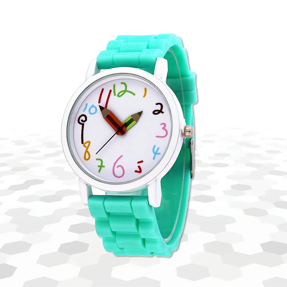 Fashion Cartoon Children Watch Creative Pencil Pointer Silicone Kids Wristwatch Durable Sturdy Comfortable Easy Wear Birthday
