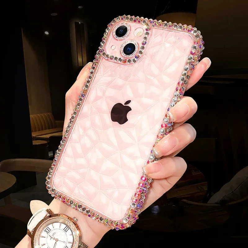 Mode Glitter Bling Diamond Transparant Soft Case voor iPhone 16 15 14 13 12 11 Pro Max 16 Plus X XR Xs SE Laser Siliconen Cover