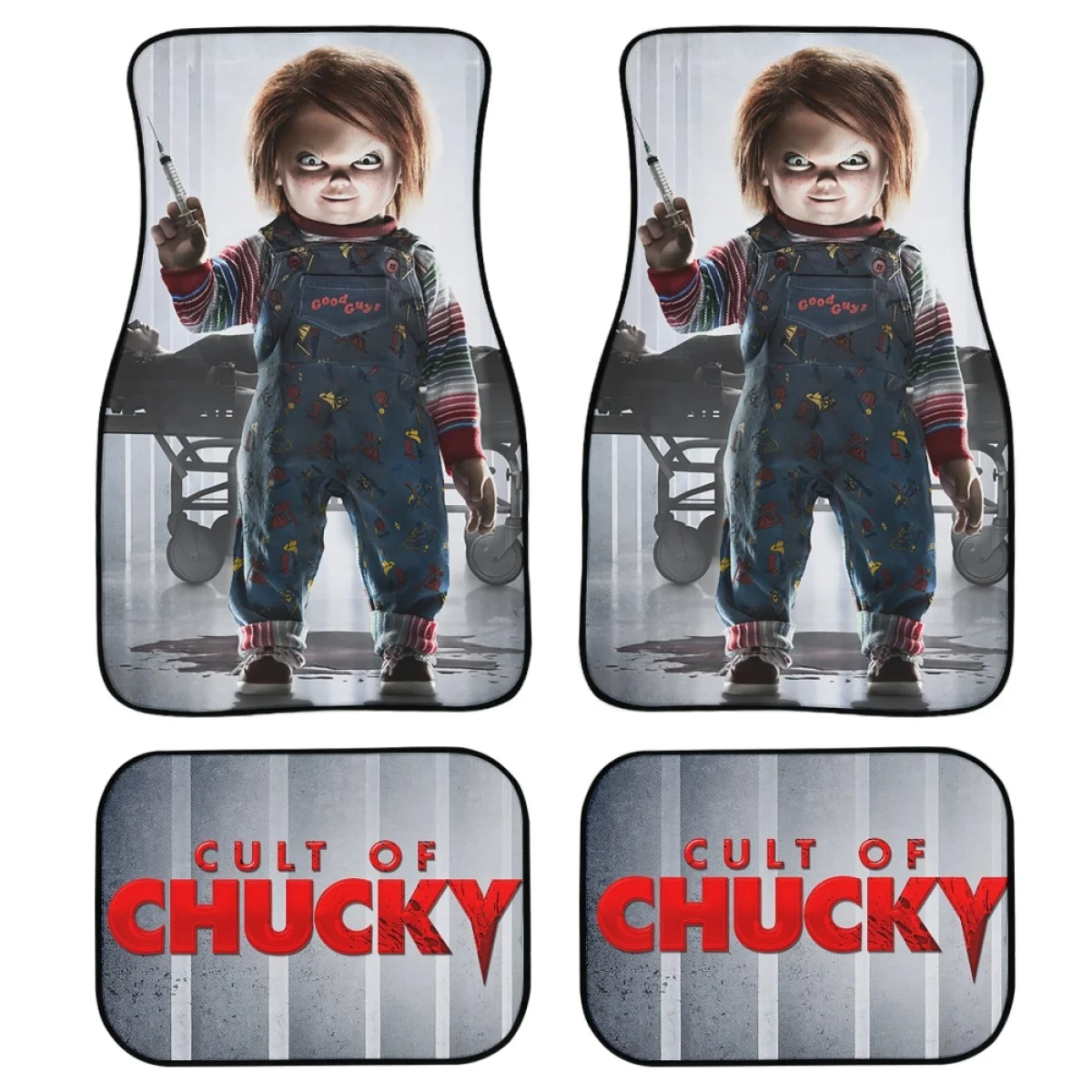 Car Floor Mats 4 Pieces Car Rubber Floor Mats Horror Movie Chucky Design Full Set All Weather Mats for SUV Sedan Trucks Gifts