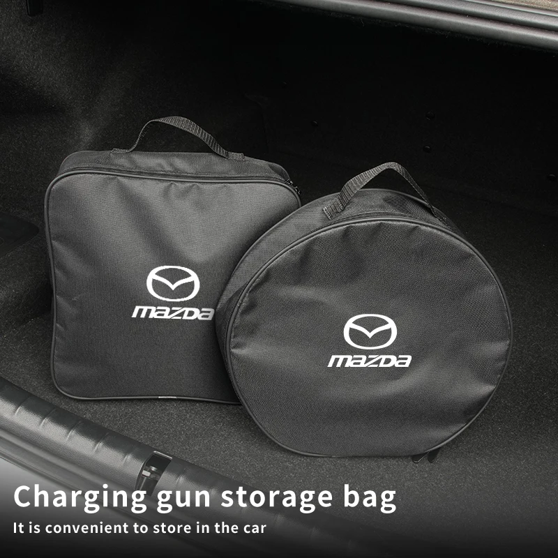 

Car Charging Gun Storage Bag Trunk Cable Tools Pouch Interior For Mazda 6 3 CX5 5 2 323 CX7 Demio Atenza Axela MX30 CX30 CX3