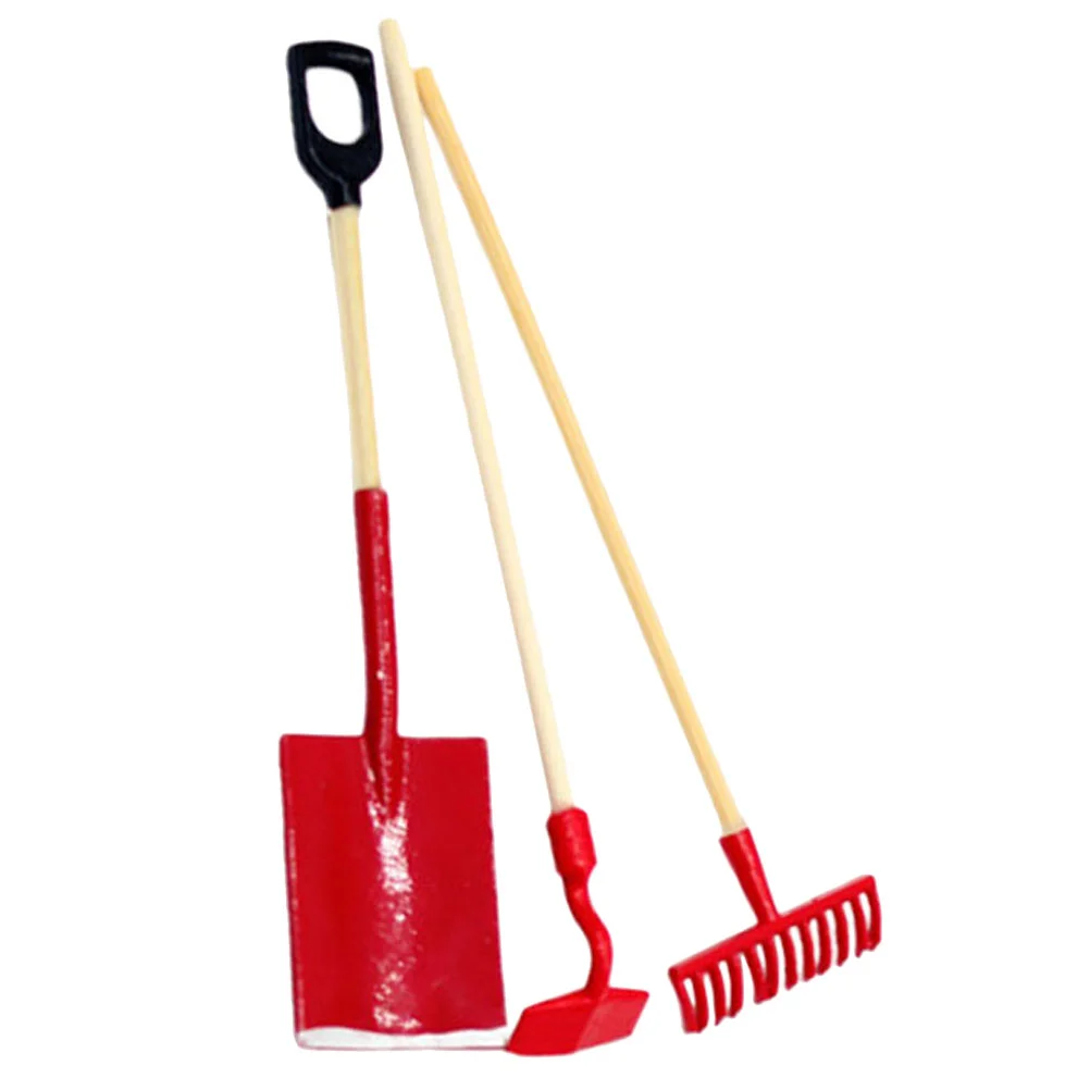 Mini Farm Tool Model House Garden Kids Toys Gardening Tools Miniature Dollhouse Accessories Hoe Wood Child