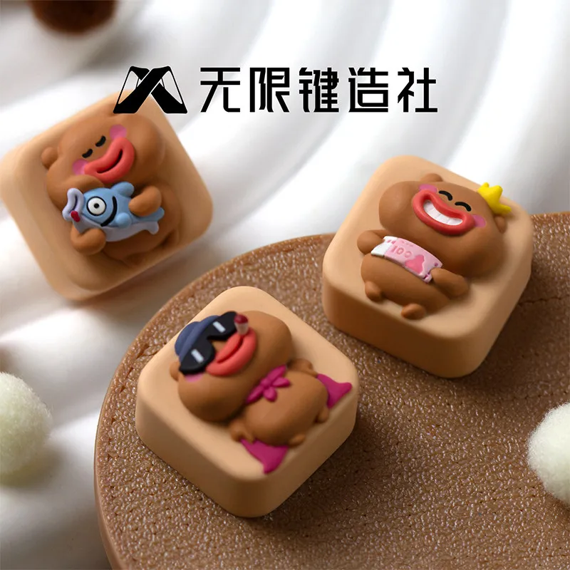 I'M A Bad Bear Artisan Keycap Model Toys Cute Bear Ornament Esc Keycap Replace Decor Keycap For Mechanical Keyboard Adlut Gifts