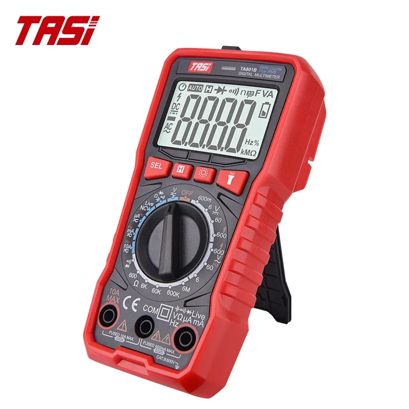 

For Sea Shipping, CustomizedTASI TA801B Professional Digital Handheld Multimeter Auto 5999 Counts DC/AC 600V Voltmeter with LCD