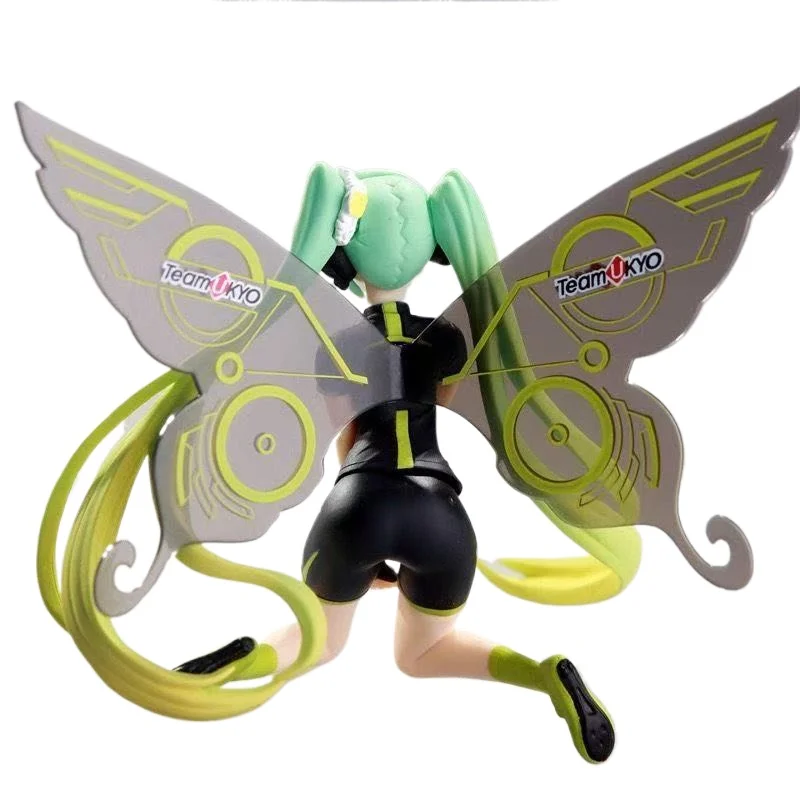 Costume de course Hatsune Miku, 12cm, dessin animé Kawaii, figurine papillon assise, jouet pour fille douce, cadeau de noël, coque d'ordinateur, ornement de bureau
