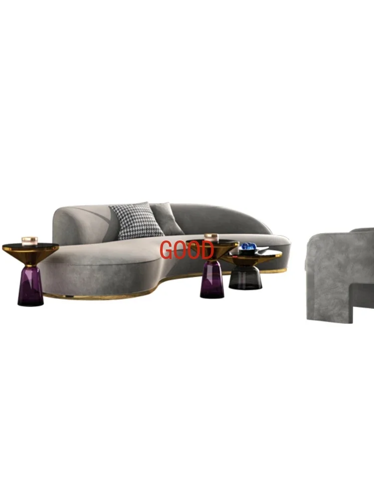 ~Nordic Light Luxury Curved Fabric Sofa Living Room Business Reception Negotiation Sofa Combination Living Room Sofa